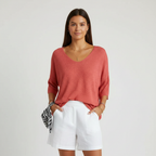 Madison | Women's Top With V Neck And Three Quarter Sleeves | Casual