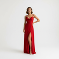 Madison | Women's Wedding Guest Dress With Draped Neckline And Side Slit | Elegant
