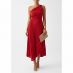 Madison | Women's Wedding Guest Dress With One-Shoulder Neckline And Pleated Skirt | Elegant