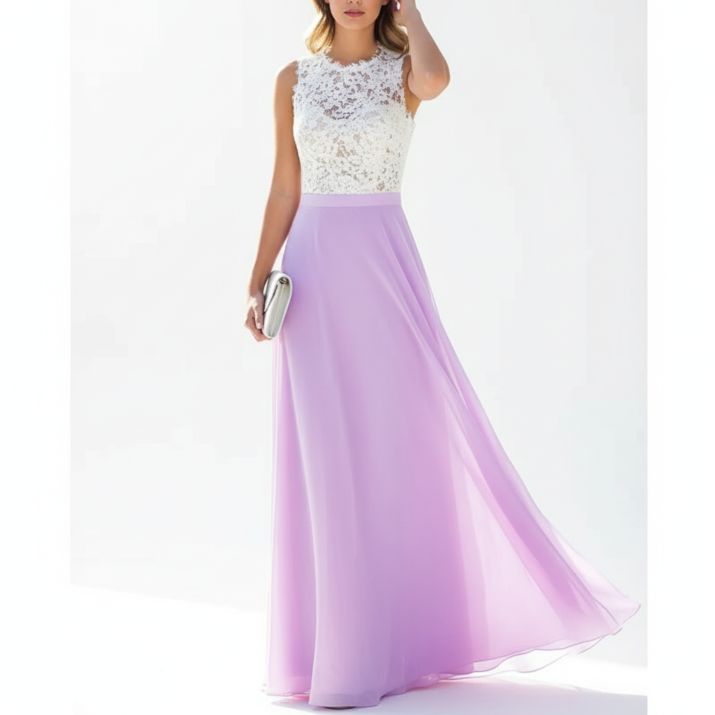 Madison | Women's Wedding Guest Dress With Sleeveless Design And Lace Bodice | Elegant