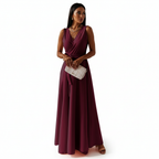 Madison | Women's Wedding Guest Maxi Dress With V-Neck And Tie Waist | Elegant