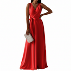 Madison | Women's Wedding Guest Maxi Dress With V-Neck And Tie Waist | Elegant