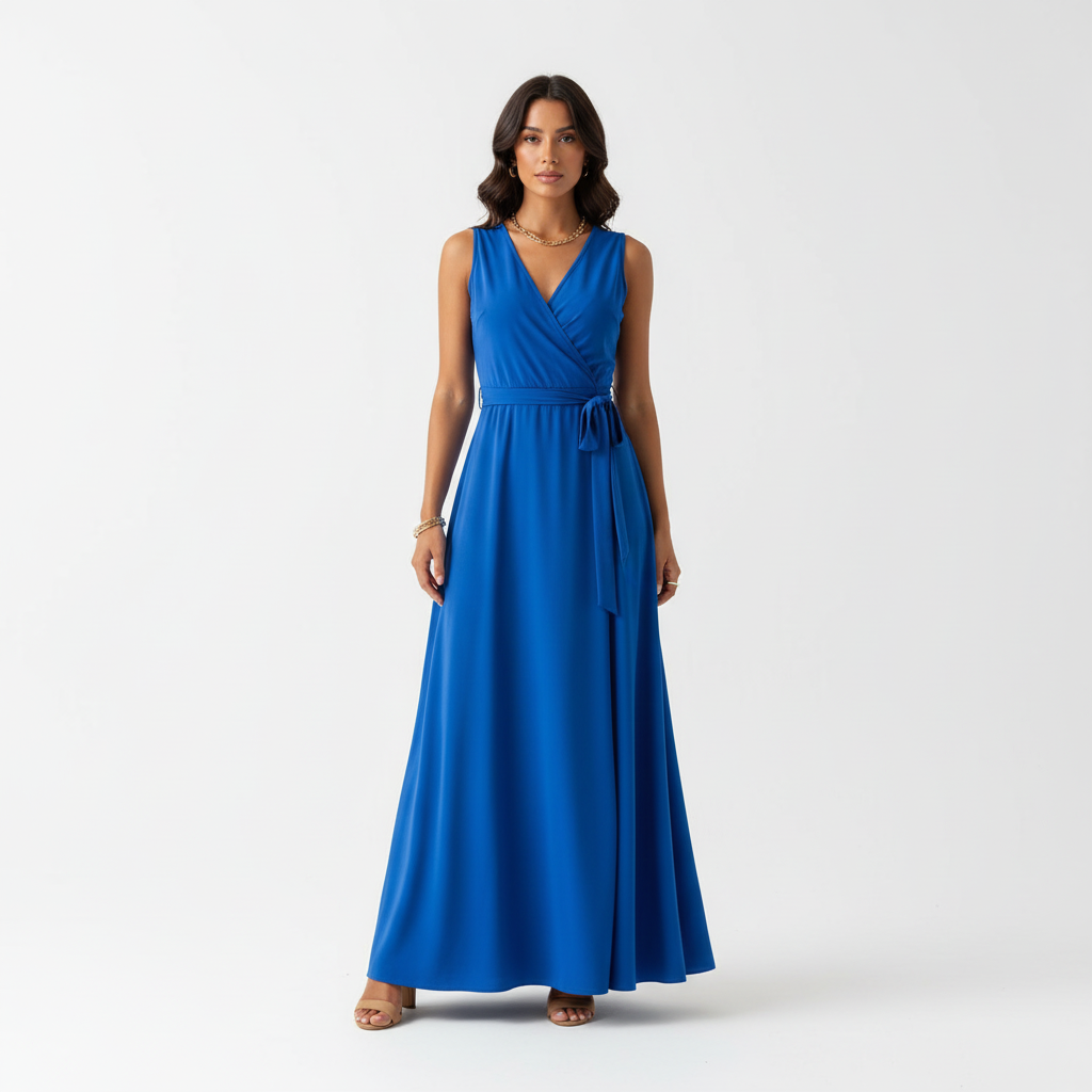 Madison | Women's Wedding Guest Maxi Dress With V-Neck And Tie Waist | Elegant