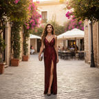 Madison | Women's Wedding Guest Maxi Dress With V Neckline And Side Slit | Elegant