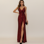 Madison | Women's Wedding Guest Maxi Dress With V Neckline And Side Slit | Elegant