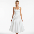 Madison | Women's Wedding Guest Midi Dress With Halter Neckline And Pleated Skirt | Elegant