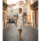 Madison | Women's White Mini Dress With Sleeveless Design And Bow Detail | Elegant