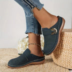Mariana | Women’s Sandals With Perforated Upper And Gold Buckle | Comfort