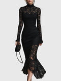 Marivelle | Women's Prom Dress With High Neck And Long Lace Sleeves