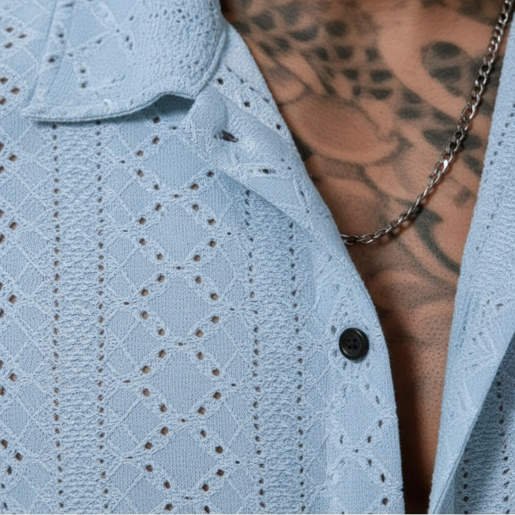 Mason | Men's Casual Shirt With Cuban Collar And Short Sleeves | Summer