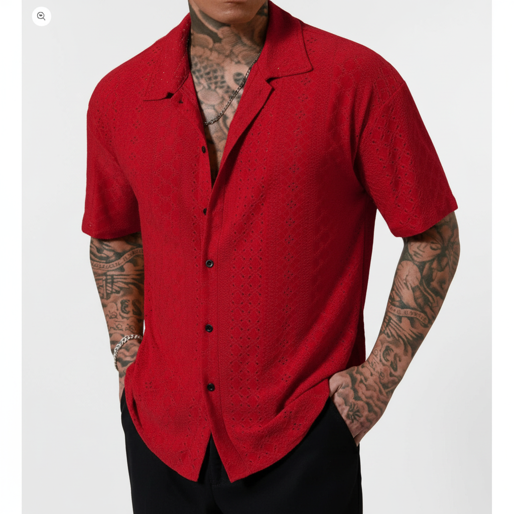Mason | Men's Casual Shirt With Cuban Collar And Short Sleeves | Summer