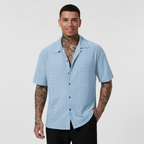Mason | Men's Casual Shirt With Cuban Collar And Short Sleeves | Summer