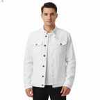 Mason | Men's Denim Jacket With Mandarin Collar And Button Front | Casual