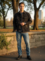 Mason | Men's Leather Jacket With Button Closure And Chest Pockets | Streetwear