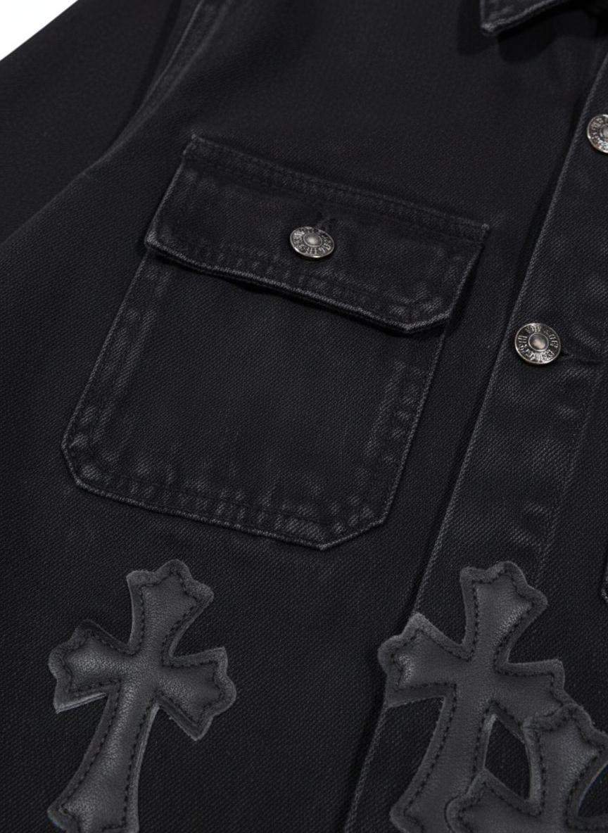 Mason | Men's Leather Jacket With Button Closure And Chest Pockets | Streetwear