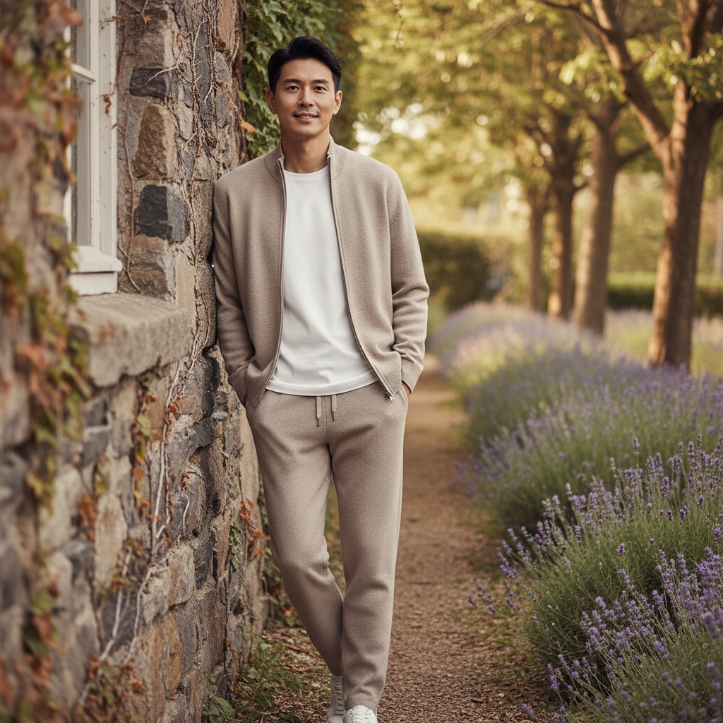 Mason | Men's Lounge Set With Zip Jacket And Drawstring Pants | Minimalist