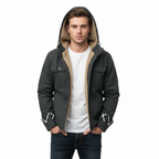 Mason | Men's Sherpa Jacket With Hood And Button Front | Casual