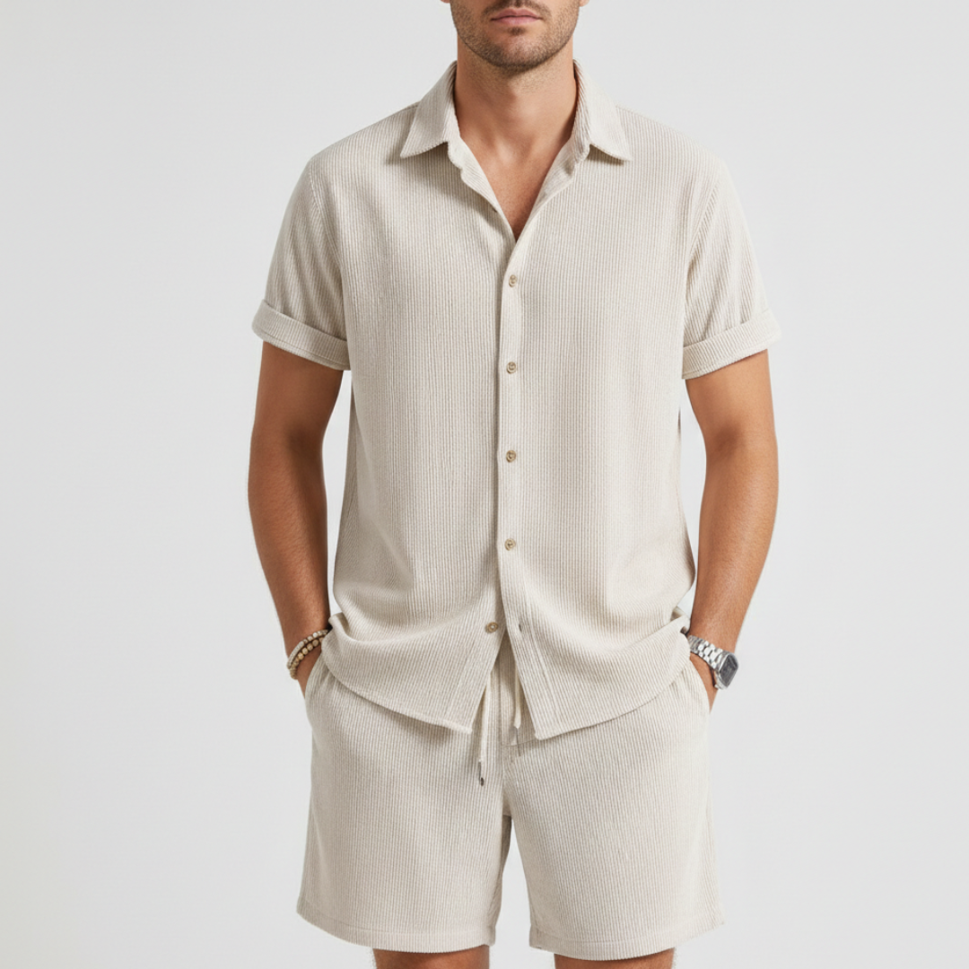Mason | Men’s Short Set With Button-Front Shirt And Drawstring Shorts