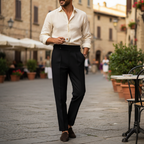 Mason | Men's Trousers With Pleated Front And Double Button Waist | Elegant