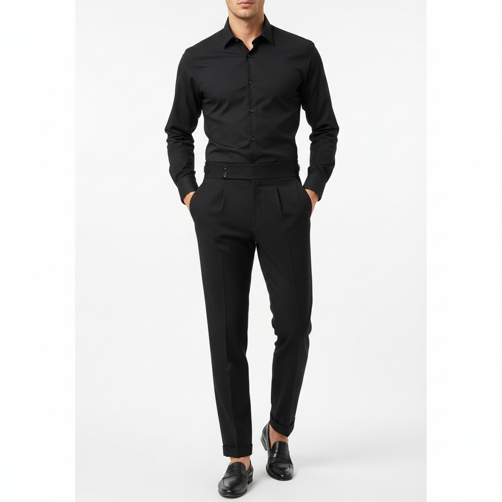 Mason | Men's Trousers With Pleated Front And Double Button Waist | Elegant