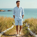 Mason | Men's Two Piece Set With Drawstring Shorts And Zip Collar