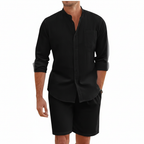 Mason | Men's Two Piece Set With Drawstring Shorts And Zip Collar