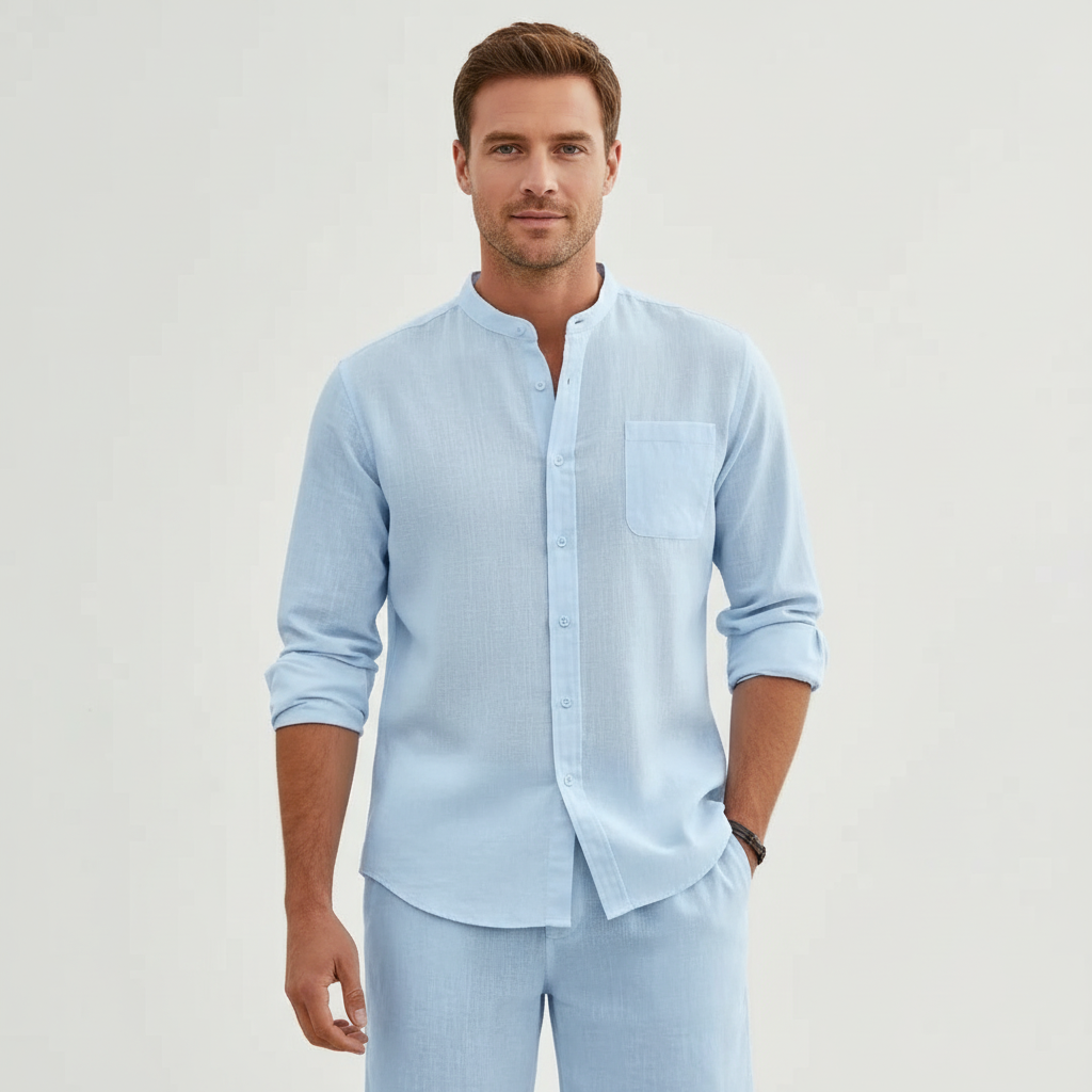 Mason | Men's Two Piece Set With Drawstring Shorts And Zip Collar