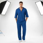 Mason | Men's Two Piece Set With Zip Collar And Relaxed Fit Pants | Casual