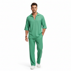 Mason | Men's Two Piece Set With Zip Collar And Relaxed Fit Pants | Casual
