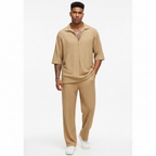 Mason | Men's Two Piece Set With Zip Collar And Relaxed Fit Pants | Casual