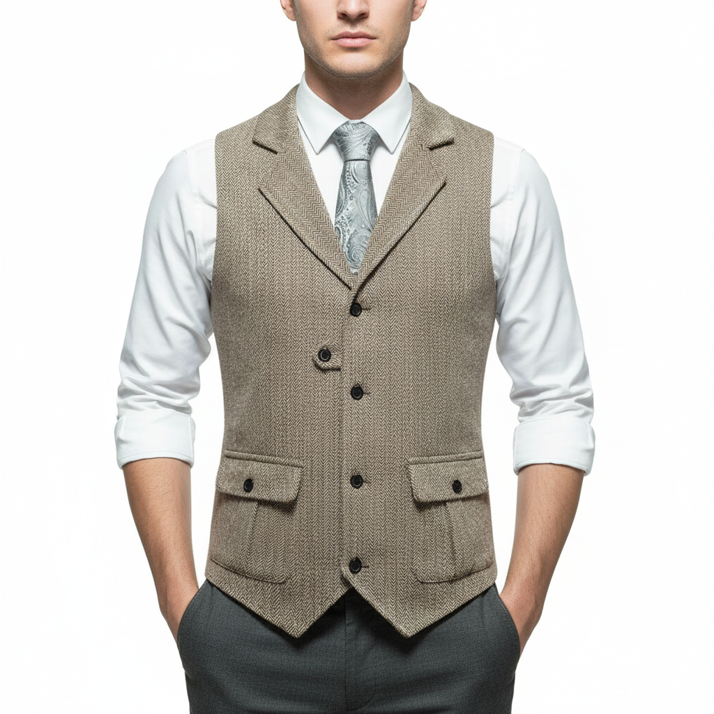 Mason | Men's Wedding Dress Vest With Notch Lapel And Button Closure | Formal