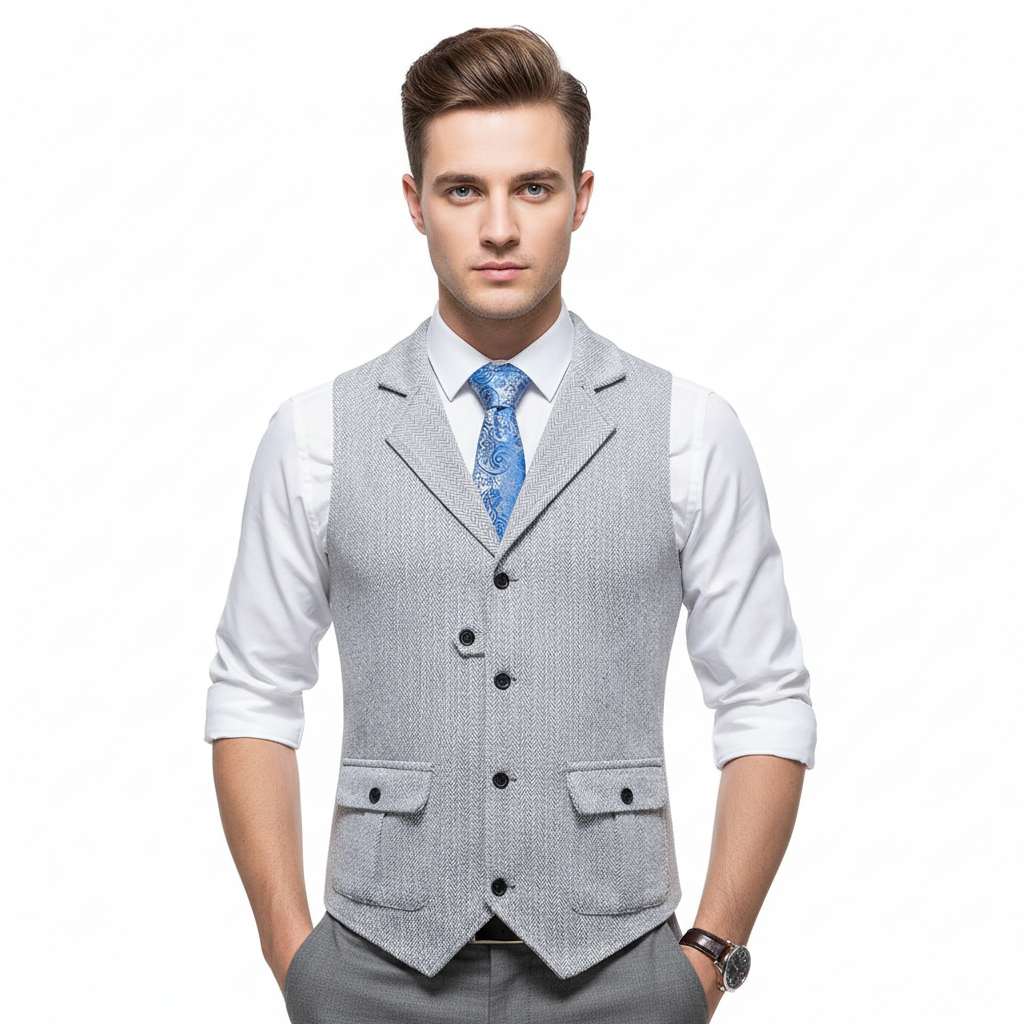 Mason | Men's Wedding Dress Vest With Notch Lapel And Button Closure | Formal