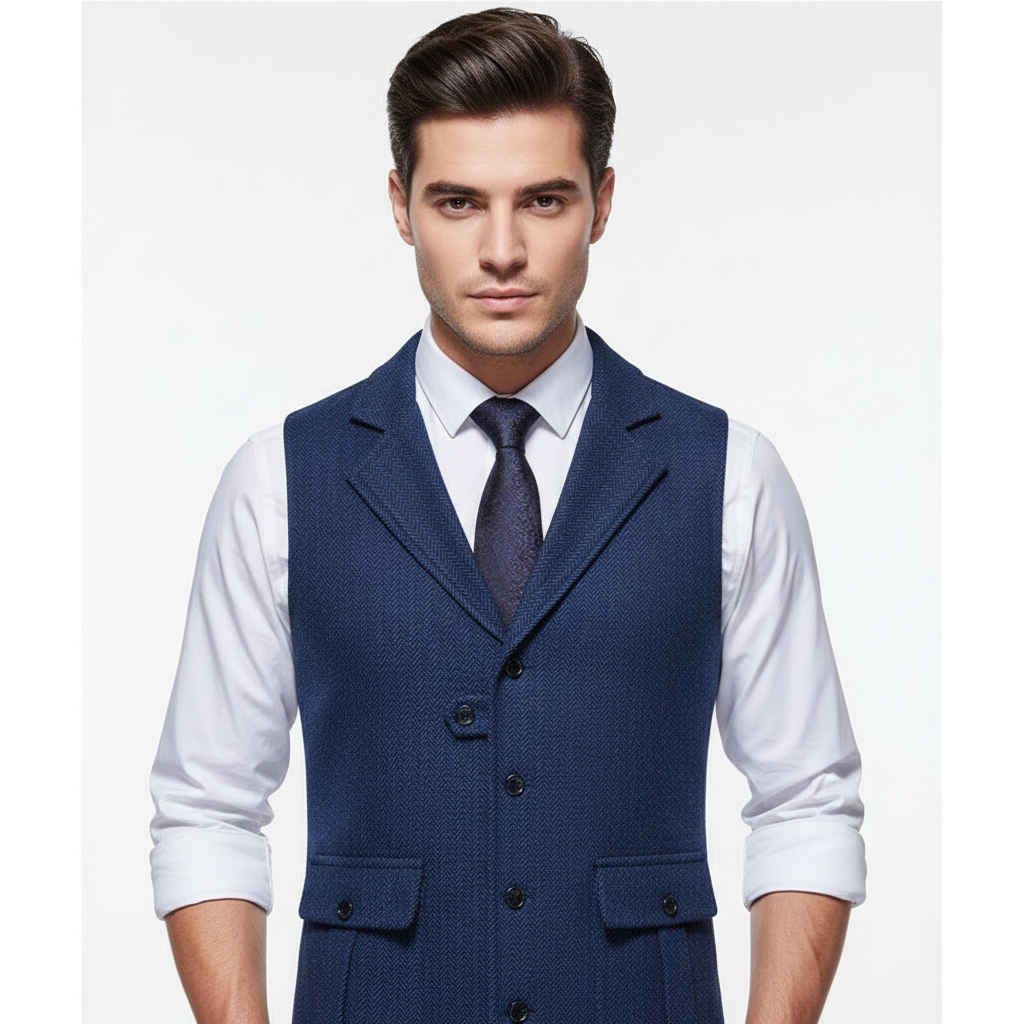Mason | Men's Wedding Dress Vest With Notch Lapel And Button Closure | Formal