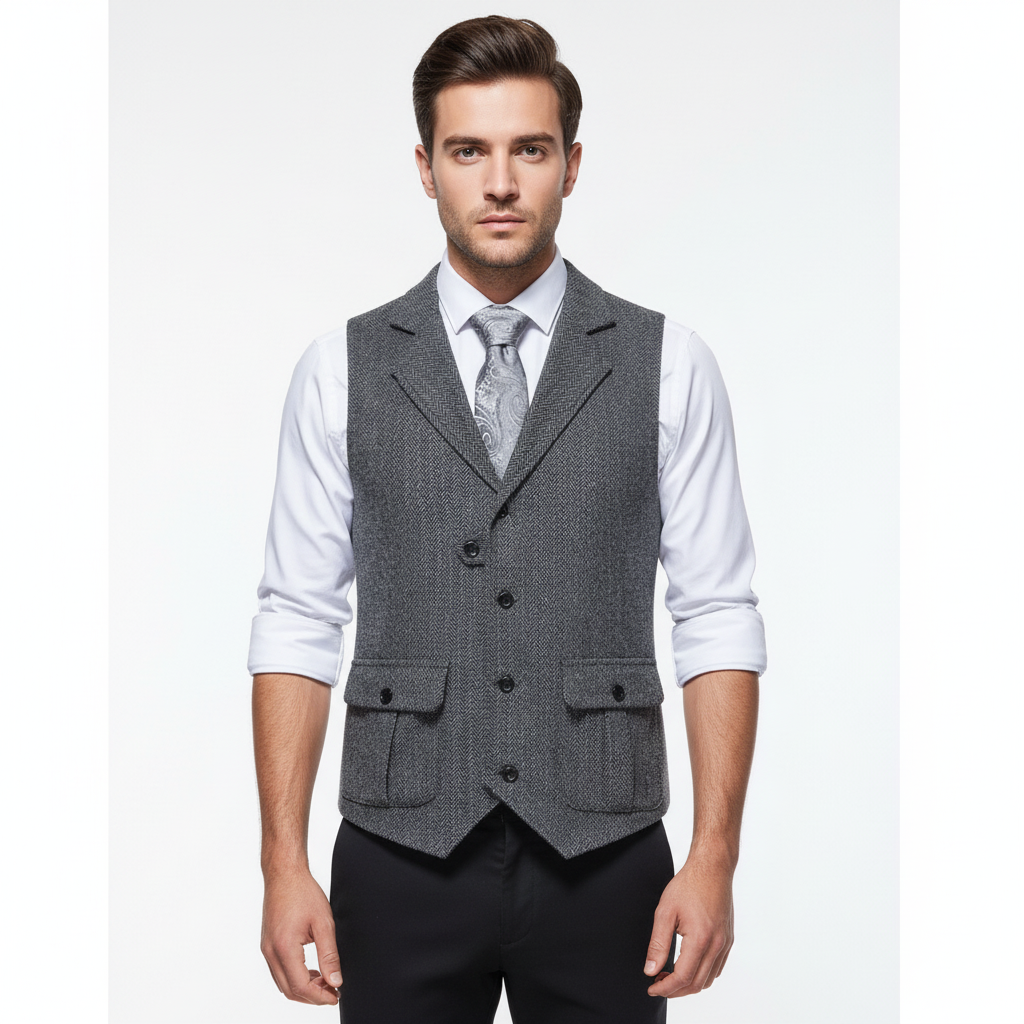 Mason | Men's Wedding Dress Vest With Notch Lapel And Button Closure | Formal