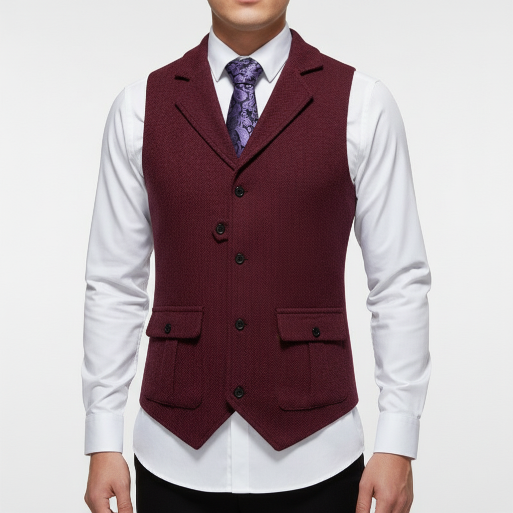 Mason | Men's Wedding Dress Vest With Notch Lapel And Button Closure | Formal