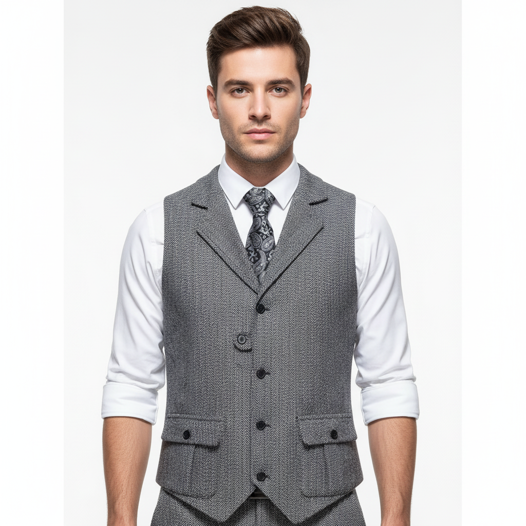 Mason | Men's Wedding Dress Vest With Notch Lapel And Button Closure | Formal