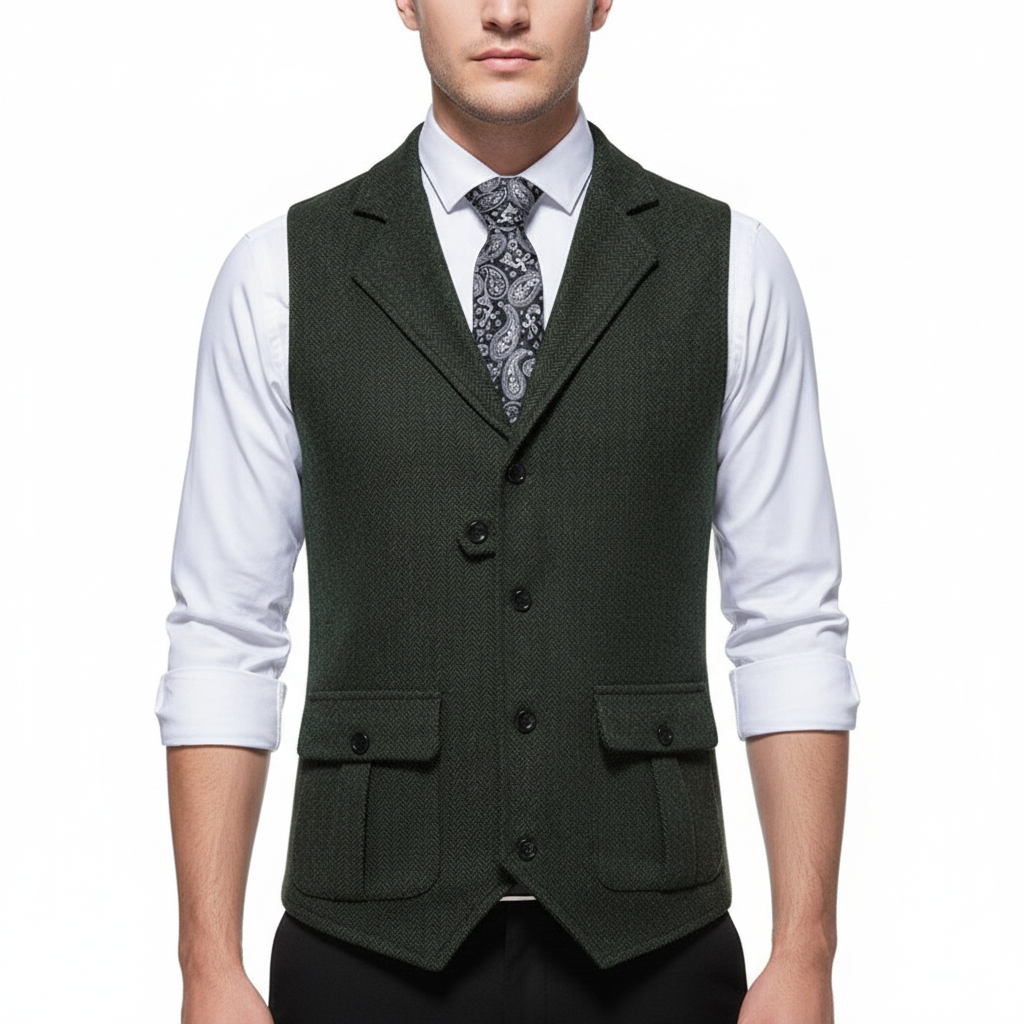 Mason | Men's Wedding Dress Vest With Notch Lapel And Button Closure | Formal