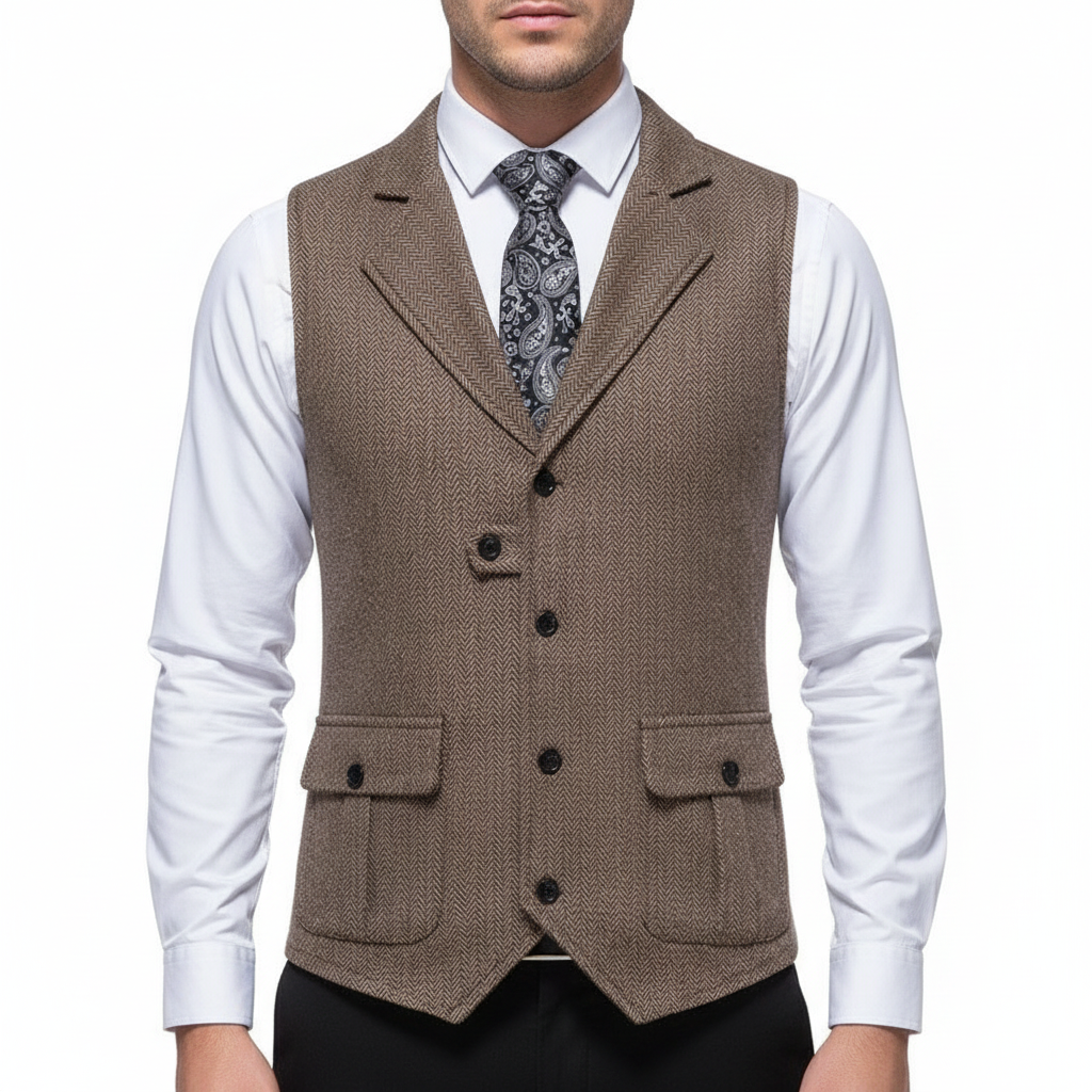 Mason | Men's Wedding Dress Vest With Notch Lapel And Button Closure | Formal