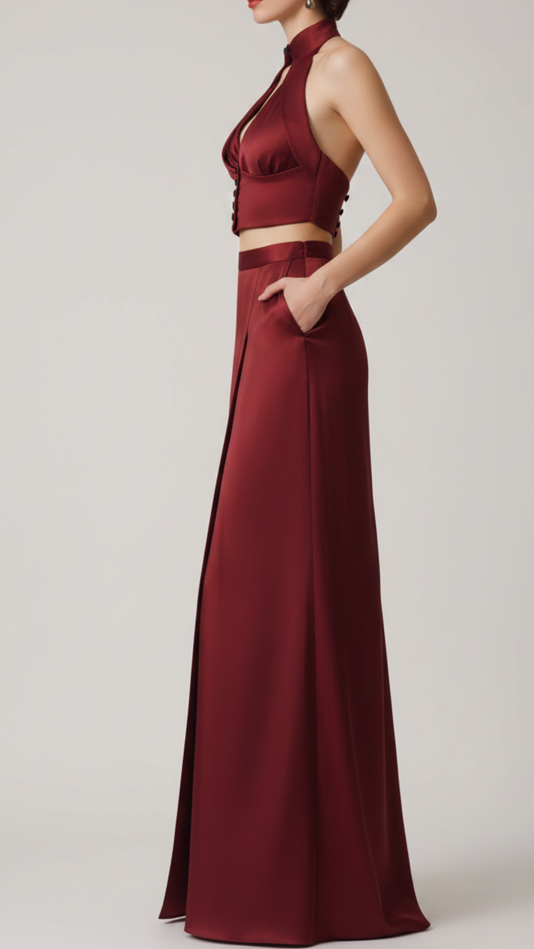 Maya | Women’s Two Piece Set With Halter Neck Top And Maxi Skirt