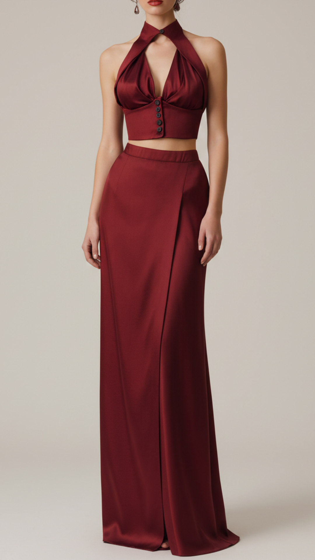 Maya | Women’s Two Piece Set With Halter Neck Top And Maxi Skirt
