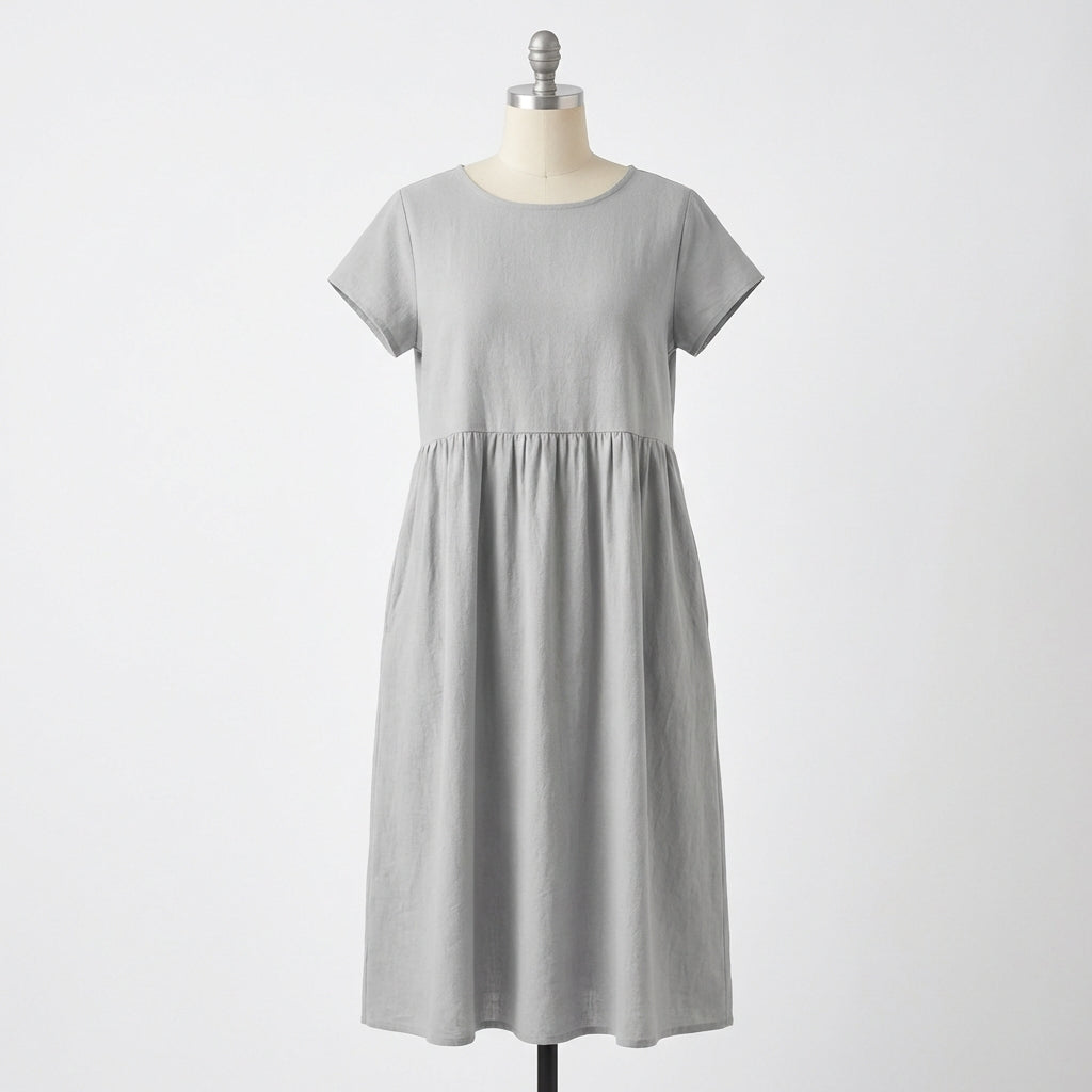 Mila | Women’s Formal Midi Dress With Short Sleeves And Side Pockets | Casual Elegant