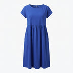 Mila | Women’s Formal Midi Dress With Short Sleeves And Side Pockets | Casual Elegant