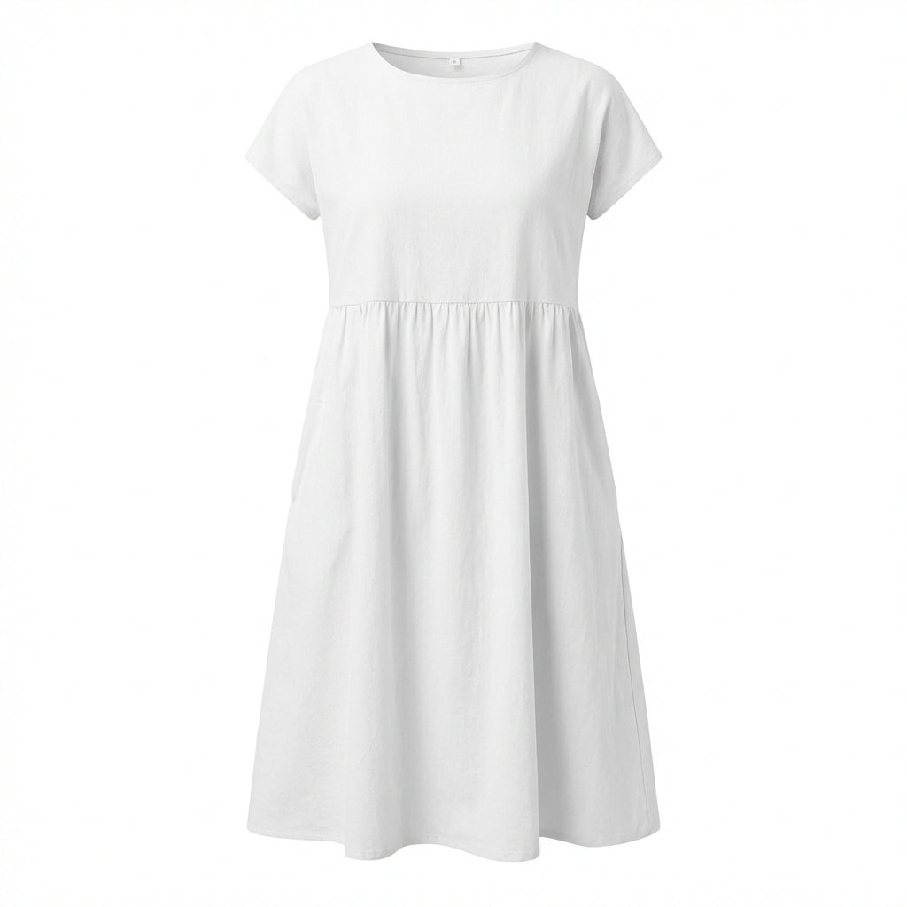 Mila | Women’s Formal Midi Dress With Short Sleeves And Side Pockets | Casual Elegant