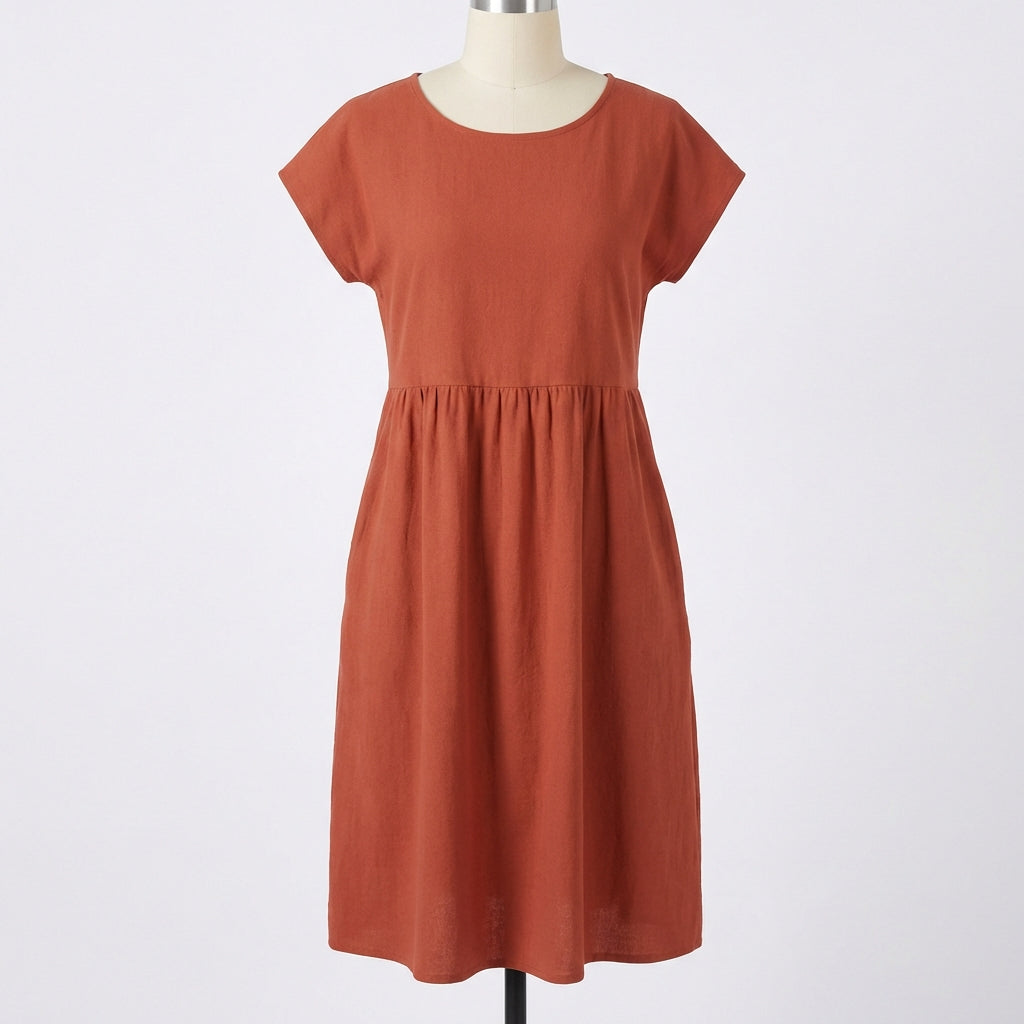 Mila | Women’s Formal Midi Dress With Short Sleeves And Side Pockets | Casual Elegant