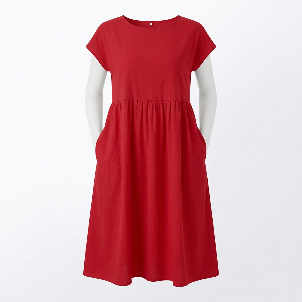 Mila | Women’s Formal Midi Dress With Short Sleeves And Side Pockets | Casual Elegant