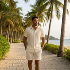 Noah | Men's 2-Piece Set With Short Sleeve Shirt And Matching Shorts | Summer