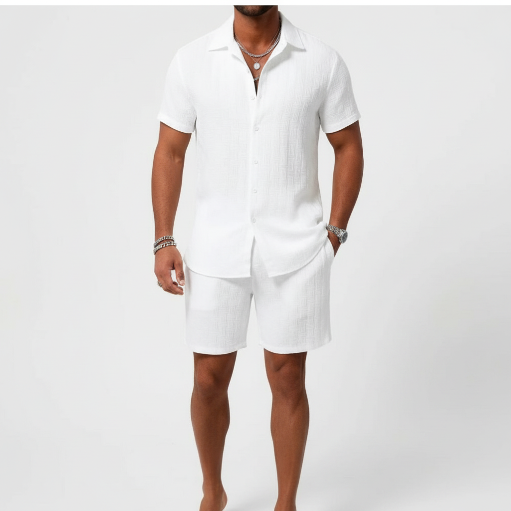 Noah | Men's 2-Piece Set With Short Sleeve Shirt And Matching Shorts | Summer