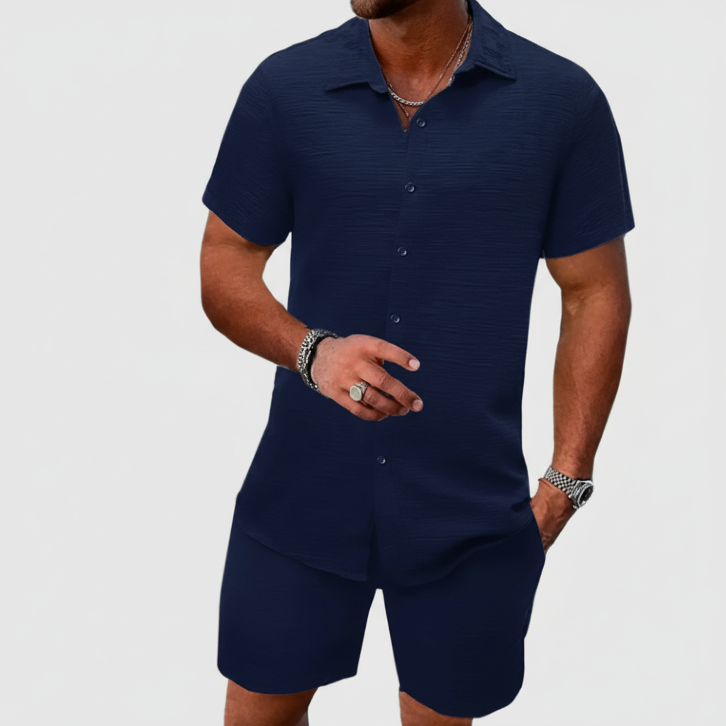 Noah | Men's 2-Piece Set With Short Sleeve Shirt And Matching Shorts | Summer