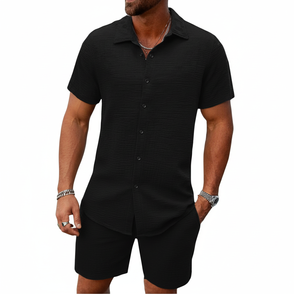 Noah | Men's 2-Piece Set With Short Sleeve Shirt And Matching Shorts | Summer