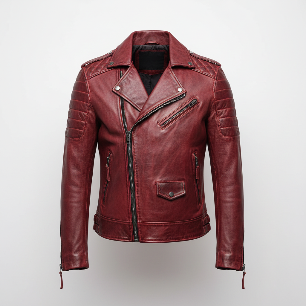 Noah | Men's Leather Jacket With Asymmetric Zip And Quilted Sleeves | Biker